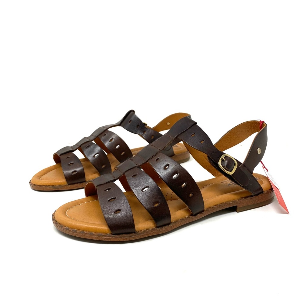 Pikolinos Algar Olmo Brown Leather Flat Sandals Size 42 New in Box - Picture 2 of 7